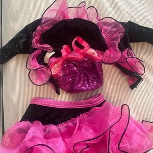 Hot pink and black handmade three-piece costume